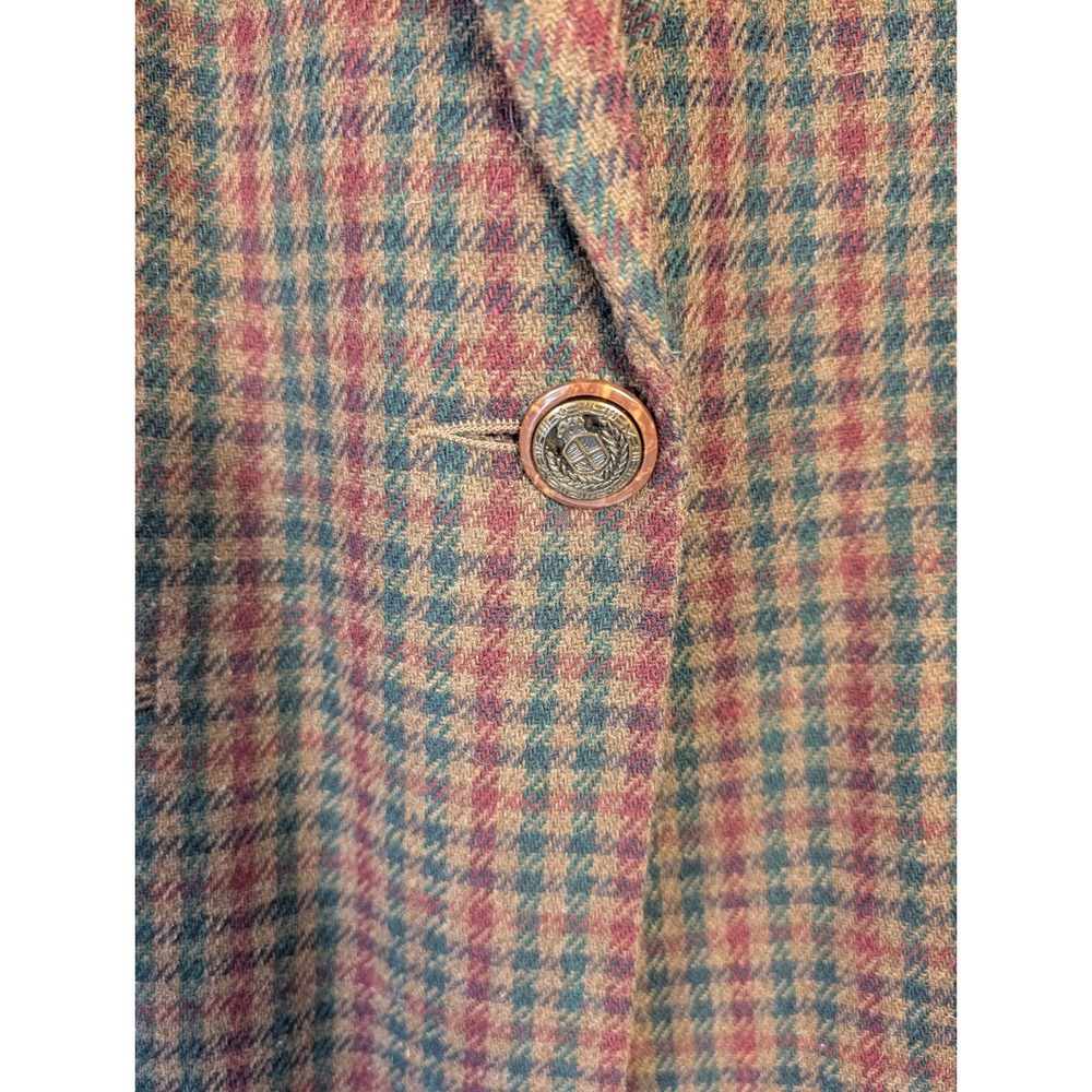 Vintage Sag Harbor Wool Blend Blazer Size 14 Glen Check Houndstooth Academia - Picture 3 of 7